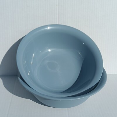Summer Set of 2 Sterilite Plastic Mixing Food Bowls 49 Oz w/Lite Blue Gray Color