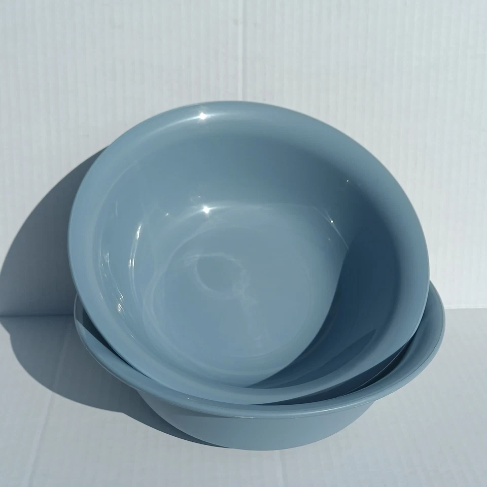 Sterilite Set of 2 Large Plastic Mixing Food Bowls 49 Oz w/Lite Blue Gray Color - Image 2 of 4