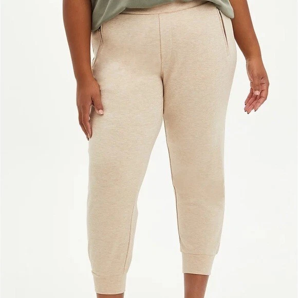 Torrid Jogger Pants 3X Ponte Zip Pockets Tan Pull On Relaxed Fit Plus Size  New