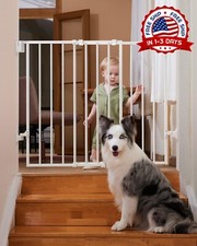 Puerta Para Beb s Y Perros Sin Barra Inferior De 26"-43" Para Escaleras, Cas NEW