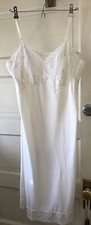 Vintage Ivory Lined Lacy Full Slip 36 Bust , 33" from Neck to Hem