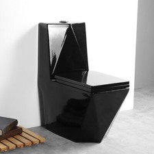 Black Modern One Piece Toilet with Dual Flush Maccione - Gloss Black