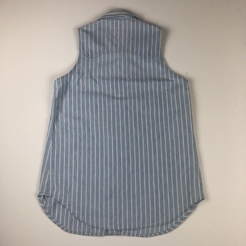 Vtg 80s Guess Shirt Vest Vertical Stripe Western Button Womens Medium USA - Picture 2 of 12