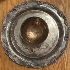 Silver Plated Tray Vintage 13” Chip And Dip Serving Tray