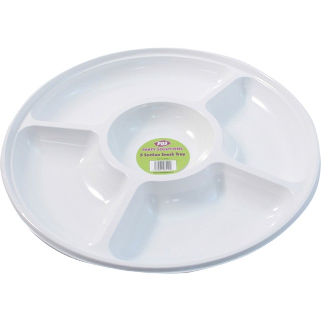 2 X White Plastic Serving Platter 5 Section Disposable Tray Snacks Trays 35cm for sale online eBay