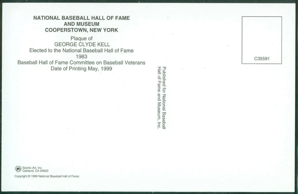 053, Original Autograph of George Kell (1), HOF Plaque Postcard, Detroit Tigers - Image 2 of 3