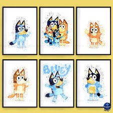 Bluey Characters Children's Bedroom Wall Art Poster Print Picture Gift A5 A4 A3