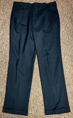 Nautica Pants 36x32 Mens Black Wool Straight Pleated-Front Dress Pants |  eBay