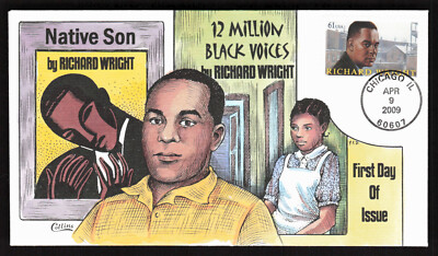 US Collins FDC 2009 Richard Wright Native Son Hand Painted Colored Cover