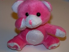 Valentine Plush Pink and White Bear w/ Embroidered Pink Heart on White Paws