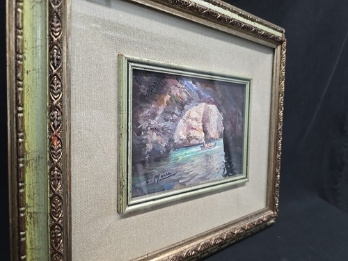 Blue Grotto Island Of Capri Italy Oil Painting Italian Sea Cave Painting Signed - Picture 20 of 23
