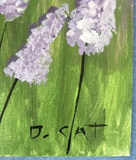 14x11 Lavender Oil Painting Napa California Garden Art Green Purple Flowers Wine