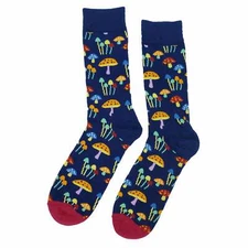 NWT Dark Mushroom Dress Socks Novelty Men 8-12 Black Crazy Fun Sockfly