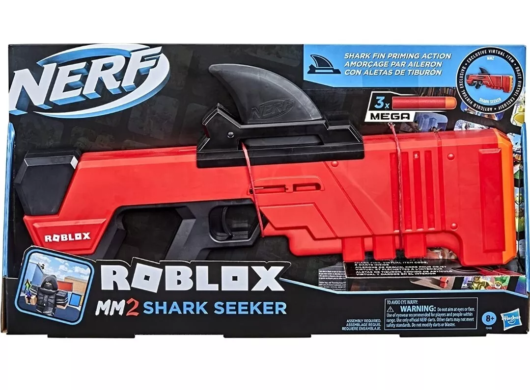 Nerf Roblox MM2: Shark Seeker Dart Blaster, Includes 3 Nerf Mega