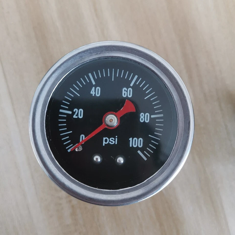 Medidor de presión de aceite 0-100 psi regulador de presión de combustible medidor lleno de líquido 1/8" NPT Foto 3 de 4