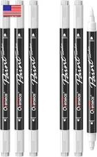 White Acrylic Paint Markers, 6 Pack Dual Tip Paint Pens Acrylic Markers - Dot an