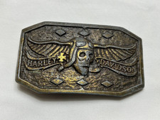 Vintage 1970's Harley Davidson Flying Winged Skull Belt Buckle