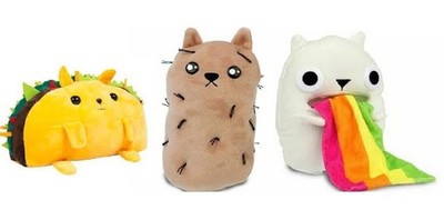 Exploding Kittens Plüschtiere Taco Katze, Regenbogen Ralphing Katze und haarige Kartoffelkatze
