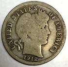 1912-D Barber Dime 90% Silver Good Circulated Condition 10c US Coin- 4137