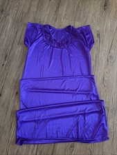 Vintage Nightgown Purple No Tags Lace Collar Long Satin Soft Elegant Crew Neck