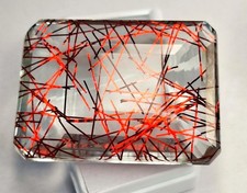 Awesome Rutilated Quartz 222-224 Ct Natural Emerald Cut Loose Gemstone RK816