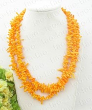 meravigliosa collana corallo giallo ramo denti barocchi 18" 3 file c2547v