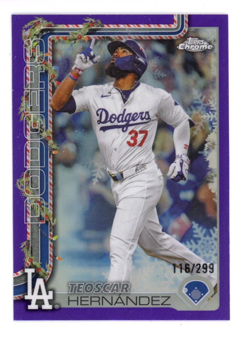 2025 Topps Holiday CHROME REFRACTOR PURPLE TEOSCAR HERNANDEZ 116