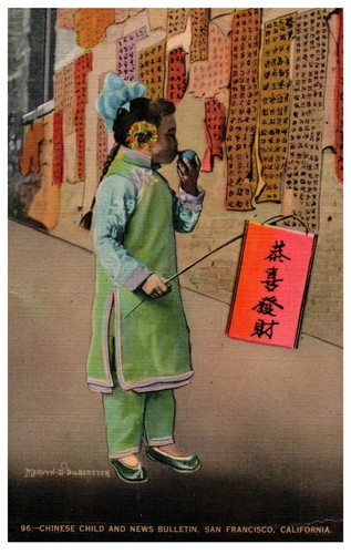 Chinese Child Lanterns News Bulletin San Francisco 1900s Chinatown Postcard