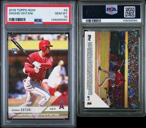 2018 Topps Now Shohei Ohtani #5 RC PSA 10 Gem Mint Rookie Card 1st Career Hit