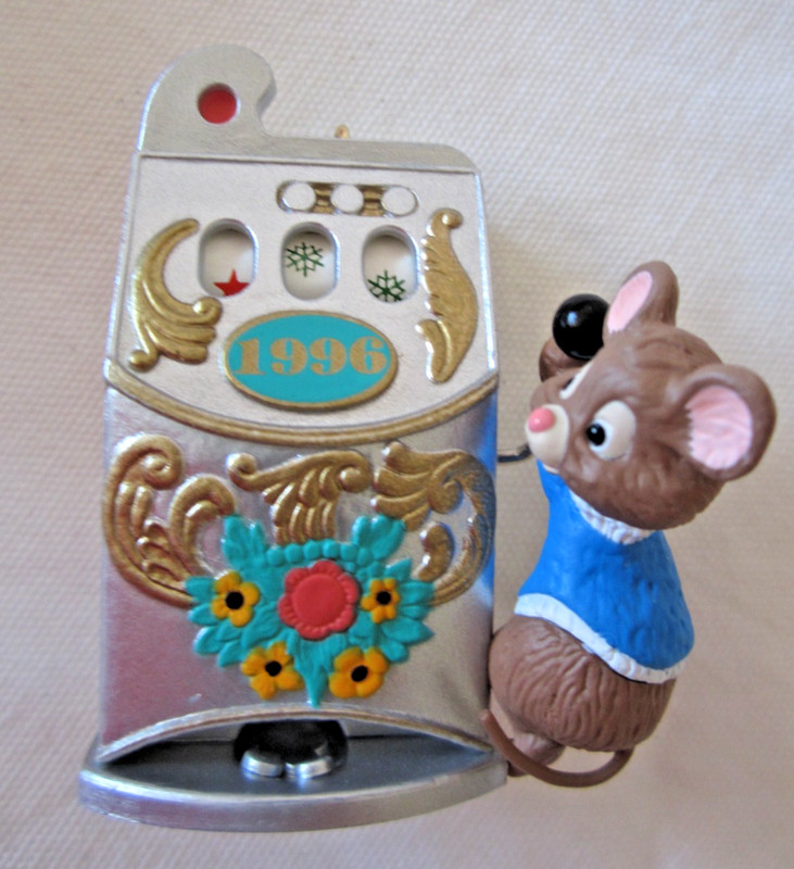 VTG 1996 Hallmark Keepsake Jackpot Jingle Slot Machine Mouse Christmas Ornament