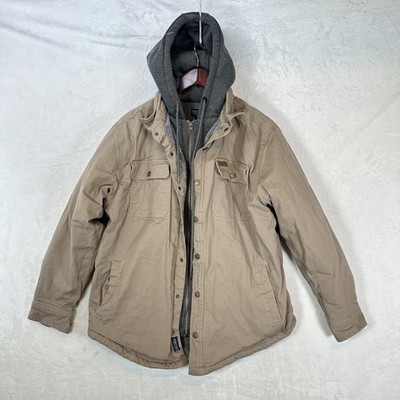 Smith's Workwear Jacket Mens M Beige Canvas Hooded Sherpa Lined Insulated Parka