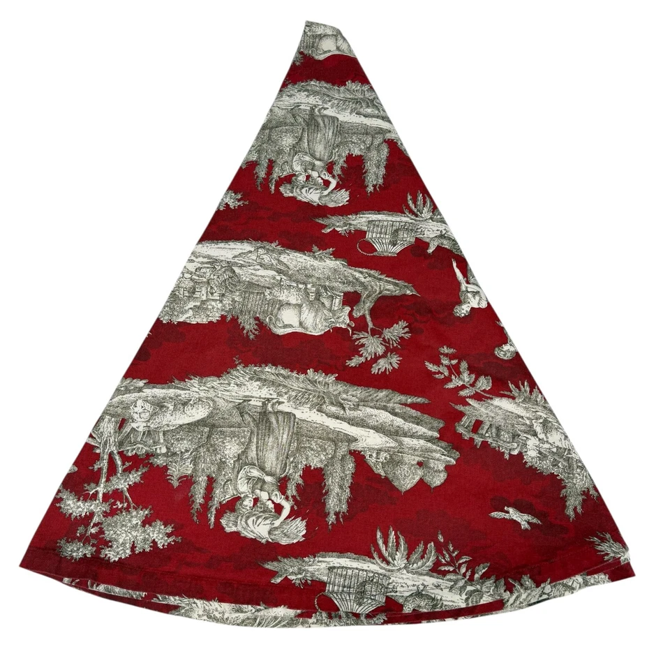 Mantel redondo vintage William Sonoma Toile otoño rojo país francés 68" Foto 4 de 4