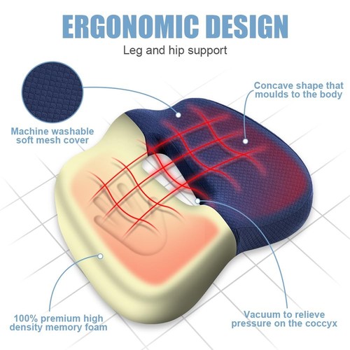 Ainiv Cuscino per Sedile Memory Foam Cuscino Sedia Ufficio Cuscino Ortopedico - Imagen 4 de 24