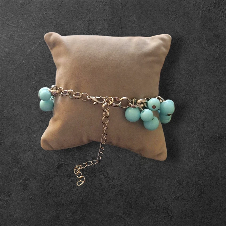 Paparazzi Turquoise blue dangling bead cha-cha silver tone Bracelet Limpet Shell - Image 3 of 4