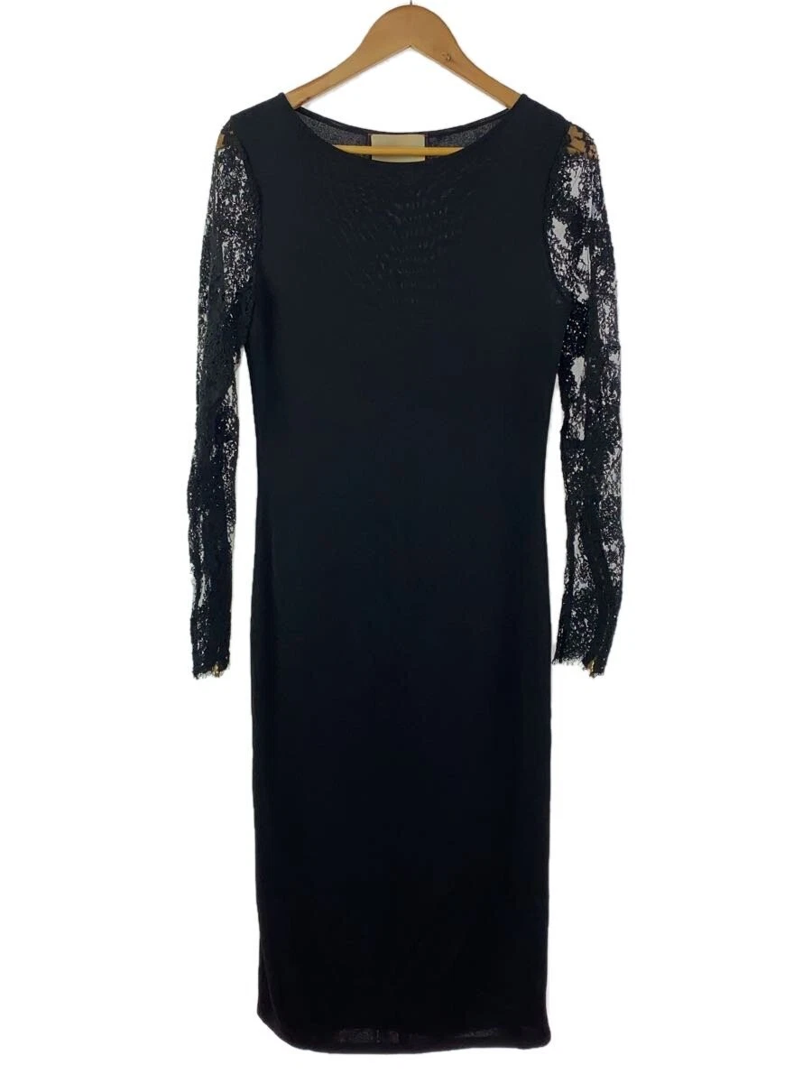 Gucci abito manica lunga pizzo rayon nero taglia M 681142 #EF ABB