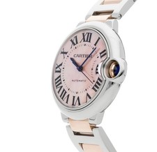 Cartier Ballon Bleu Steel and Gold Automatic 36mm Pink MOP Dial Bracelet