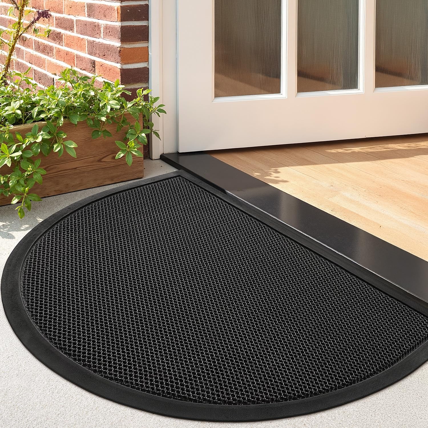 Low Profile Heavy Duty Front Door Mat 24x36 for Outside Entrance with Non-Slip Backing