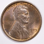 1909 VDB Lincoln Wheat Choice Uncirculated BN