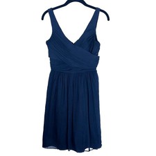 J. Crew Dress Six Navy Blue Sleeveless Heidi Silk Chiffon Bridesmaid Cocktail