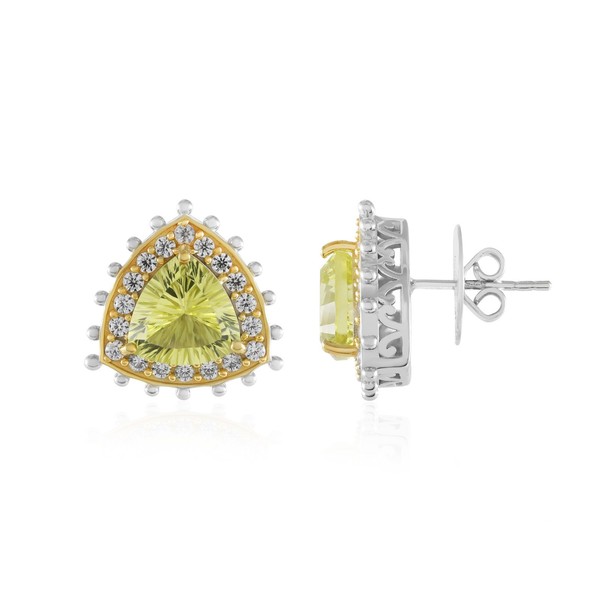 Cavill Ohrringe Aus 925 Sterling Silber Mit 2 Ouro Verde Quarz 4,95Ct Zirkon-image