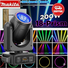 200W 18 Prism LED Moving Head Light RGBW Gobo Beam Stage Lighting DJ Disco DMX
