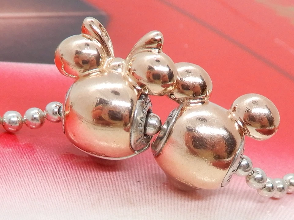 Auth. Pandora Essence Rose Gold Minnie & Mickey Charm 787504 & 787503 Set of 2 - Image 2 of 4