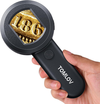 TOMLOV P10 Microscope for Adults Kids, Handheld Coin Magnifier with Light for Er