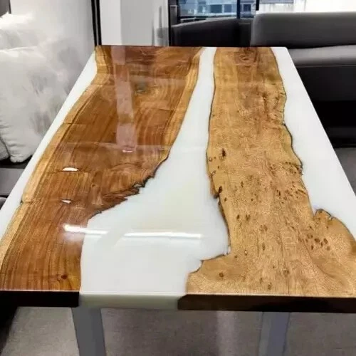 60"x30" White Epoxy Resin Dining Table | Kitchen Slab | Countertop - Image 2 of 4