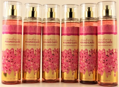 QTY 6 Bath & Body Works STRAWBERRY POUND CAKE Fine Fragrance Body Mist Spray 8oz