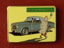 PIN'S  PEUGEOT 403 COLUMBO - TINTIN - FOND JAUNE