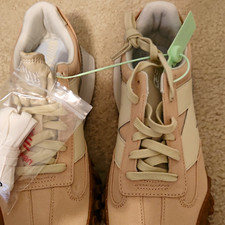 New Balance Beige Canvas Low Top Lace-Up Men's Athletic Sneakers Rubber Sole