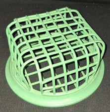 LARGE HTF VTG BEAGLE PASADENA  73 GREEN 6" ROUND METAL CAGE FLORAL FLOWER FROG