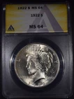 1922 Peace Dollar "ANACS MS64"