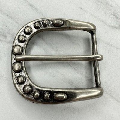 Studded Silver Tone Simple Basic Belt Buckle
